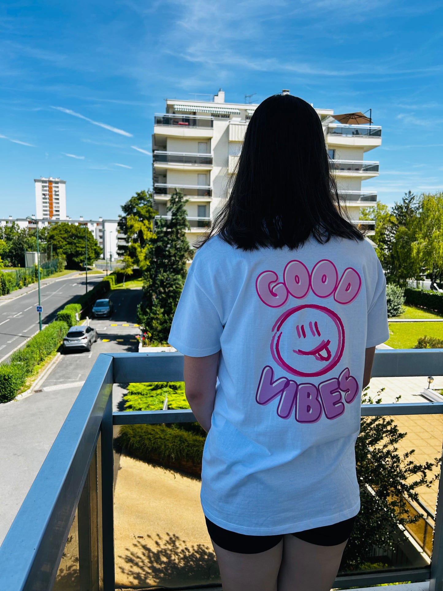 Tee-shirt Good Vibes Rose